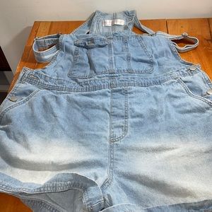 No boundaries womens overall jean shorts